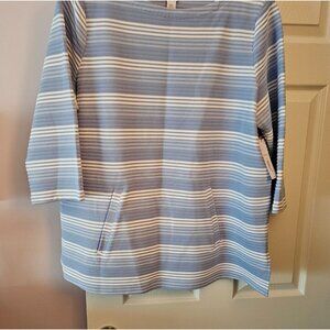 NWT Liz Claiborne Striped 3/4 Sleeve Tunic W/Front Pockets Comfort Casual Sz XXL